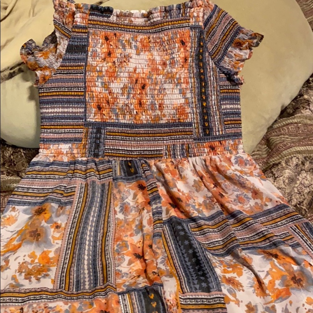 Kneelength multi print flower dress